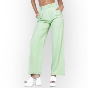 Princess Polly Huxley High Waist Wide Leg Pant size 8 Light Green